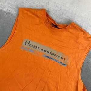 Bum Equipment Sleeveless T Shirt Orange Graphic Tank Mens Medium